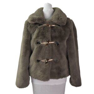 Love Token Faux Fur Brown Jacket With Toggle Closures XS 100% Polyester